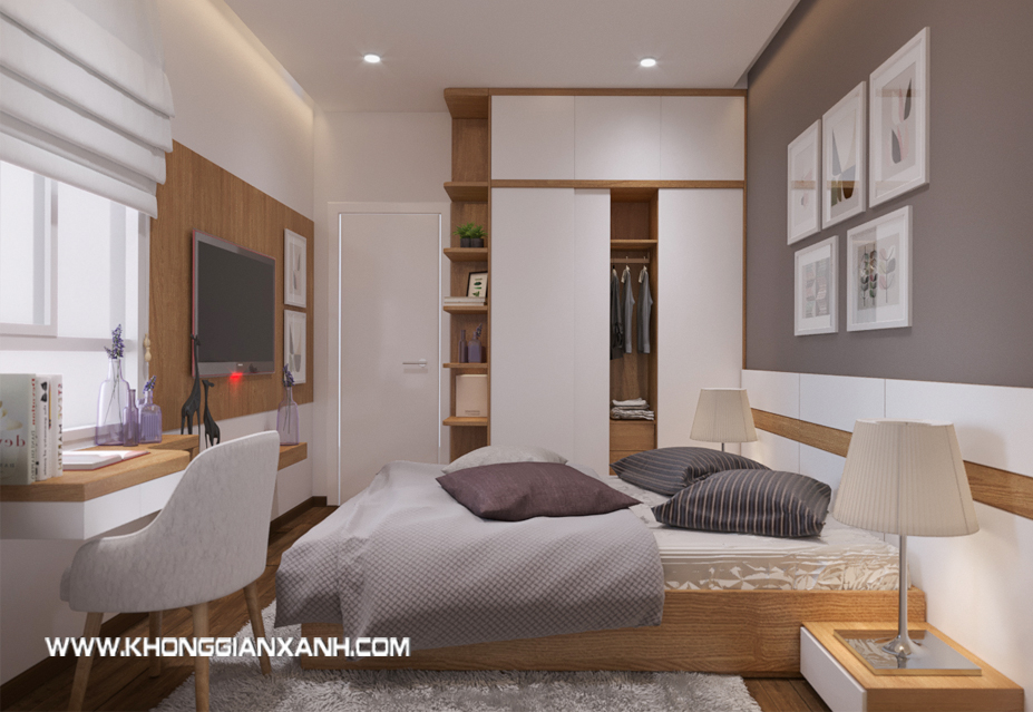 Thiết kế nội thất phòng ngủ căn hộ Luxcity