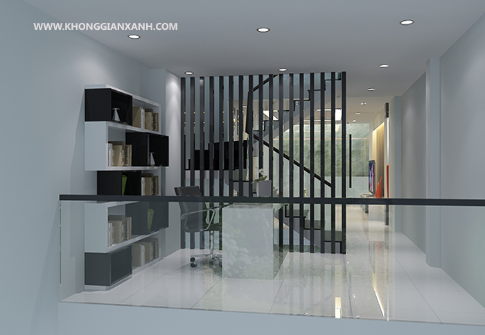 Phòng làm việc được đặt ngay chân cầu thang
