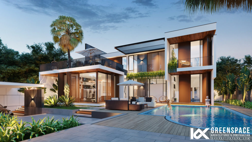 biệt thự có hồ bơi tại không gian xanh