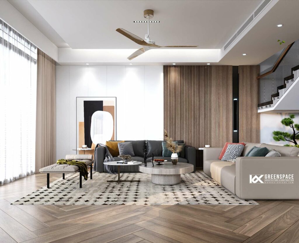Không gian phòng khách trong biệt thự 3 tầng