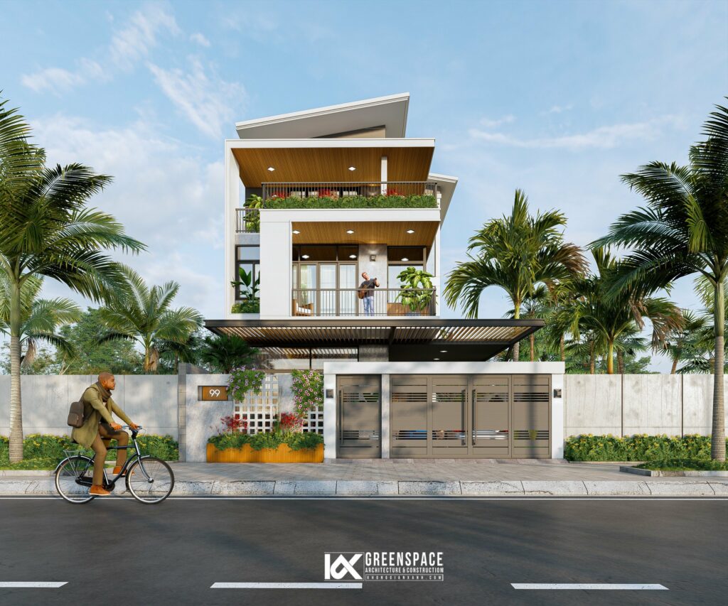 Mặt tiền chính diện của biệt thự 3 tầng Vũng Tàu