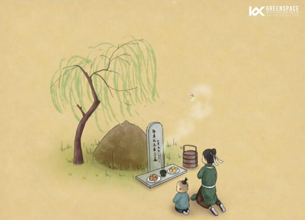 Tục lệ mọi người đi cúng tổ tiên vào Tết thanh minh.