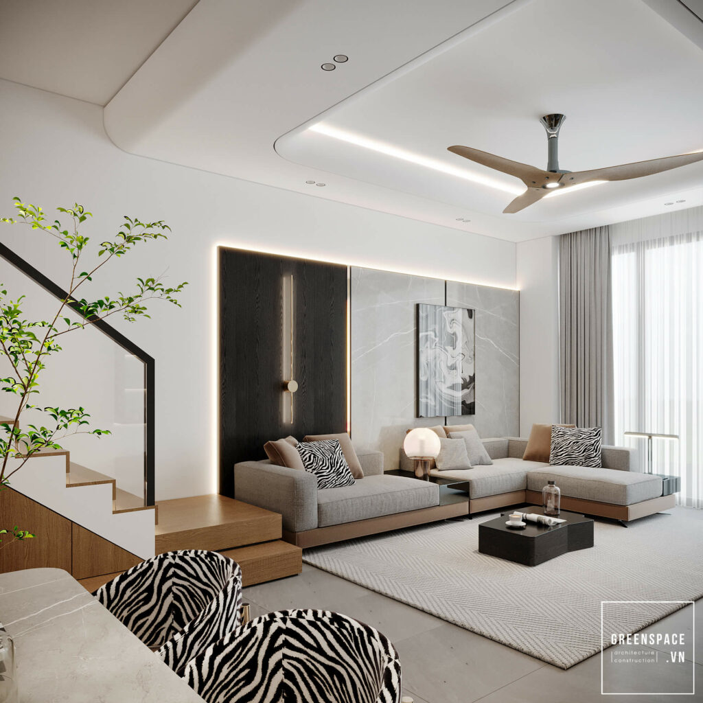 Nội thất phòng khách nhà phố Vũng Tàu - Hình ảnh tổng quan