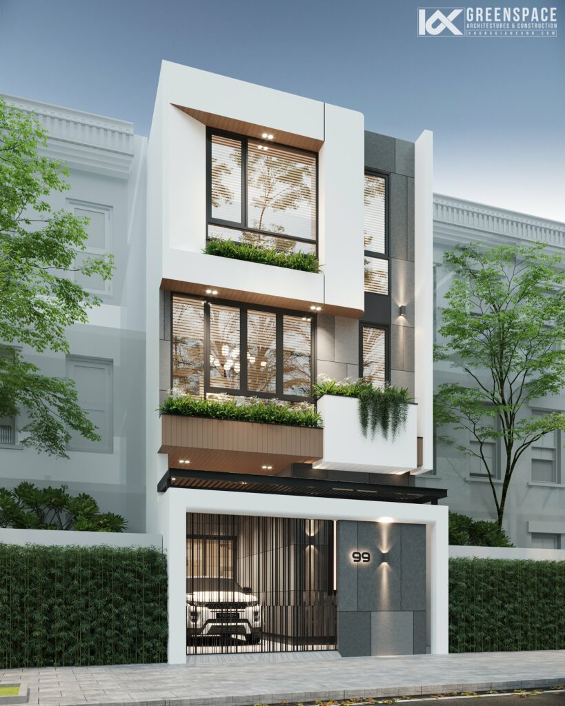 Phối cảnh thiết kế nhà phố 3 tầng tại Vũng Tàu view 2